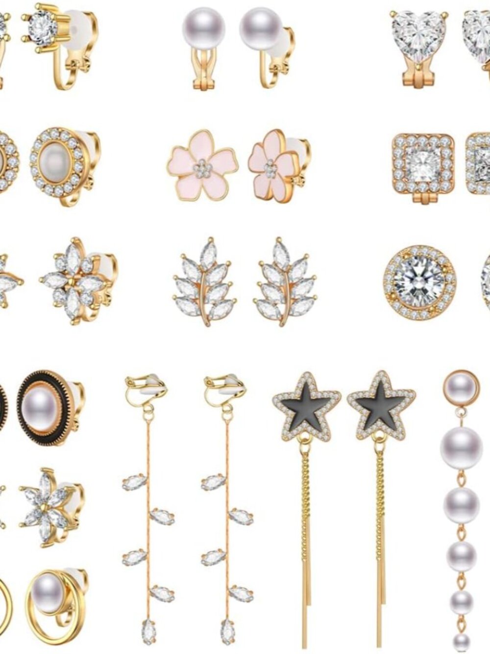 15 Pairs Clip on Earrings Set for Women Teens